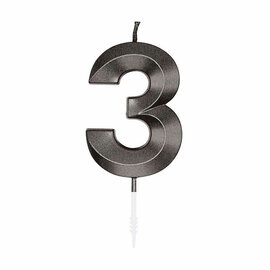 Taartkaars 6cm Metallic Zwart no. 3