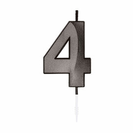 Taartkaars 6cm Metallic Zwart no. 4