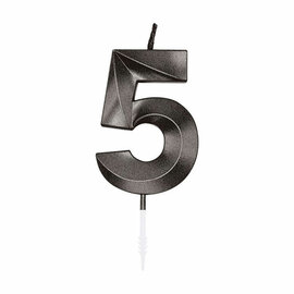 Taartkaars 6cm Metallic Zwart no. 5