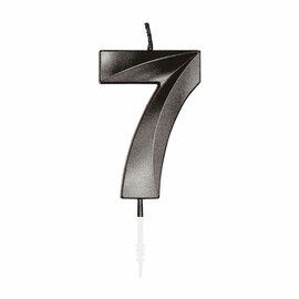 Taartkaars 6cm Metallic Zwart no. 7
