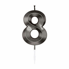 Taartkaars 6cm Metallic Zwart no. 8