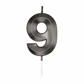 Taartkaars 6cm Metallic Zwart no. 9