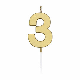 Taartkaars 4,5cm Metallic Goud no. 3