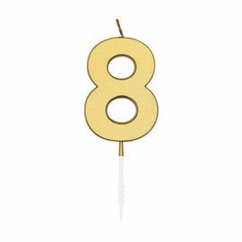 Taartkaars 4,5cm Metallic Goud no. 8