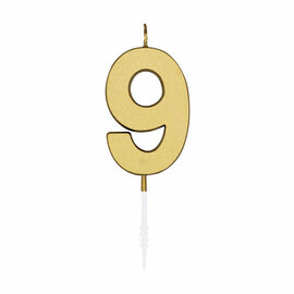 Taartkaars 4,5cm Metallic Goud no. 9