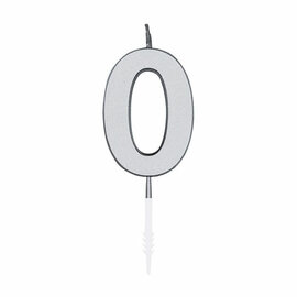 Taartkaars 4,5cm Metallic Zilver no. 0