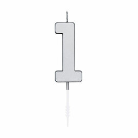 Taartkaars 4,5cm Metallic Zilver no. 1