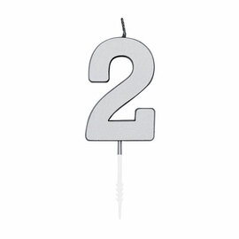 Taartkaars 4,5cm Metallic Zilver no. 2