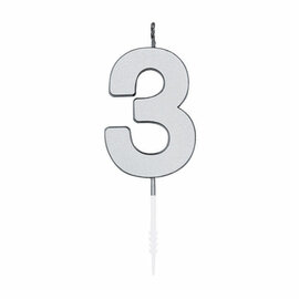 Taartkaars 4,5cm Metallic Zilver no. 3