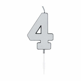 Taartkaars 4,5cm Metallic Zilver no. 4