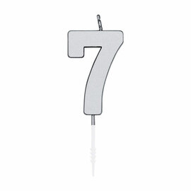 Taartkaars 4,5cm Metallic Zilver no. 7