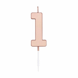 Taartkaars 4,5cm Metallic Rose Goud no. 1