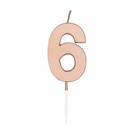 Taartkaars 4,5cm Metallic Rose Goud no. 6