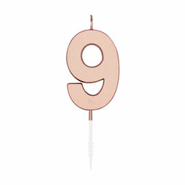 Taartkaars 4,5cm Metallic Rose Goud no. 9