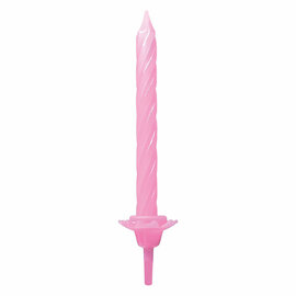 Taartkaarsen met Houders Licht Roze - 12st.