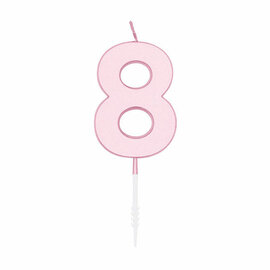 Taartkaars 4,5cm Pastel Roze no. 8