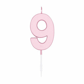 Taartkaars 4,5cm Pastel Roze no. 9