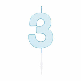 Taartkaars 4,5cm Pastel Blauw no. 3