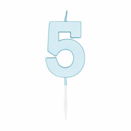 Taartkaars 4,5cm Pastel Blauw no. 5