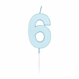 Taartkaars 4,5cm Pastel Blauw no. 6