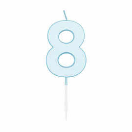 Taartkaars 4,5cm Pastel Blauw no. 8