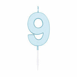 Taartkaars 4,5cm Pastel Blauw no. 9