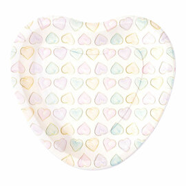 Papieren Borden 23cm Hartvormig Watercolors Hearts - 8st.