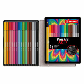 STABILO Pen 68 ARTY Viltstiften in Metalen Etui - 15dlg.