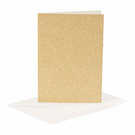 Kaarten en Enveloppen 10,5x15cm Glitter Goud - 4st.