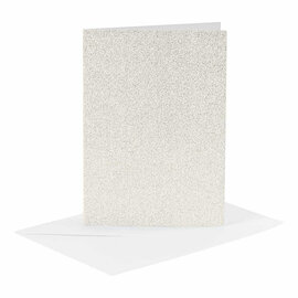 Kaarten en Enveloppen 10,5x15cm Glitter Wit - 4st.