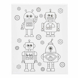 Schildercanvas met Print Robots - 24x30cm