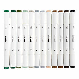 Tekenstift Lijndikte 1+8mm Natuurlijke Kleuren - 12st.
