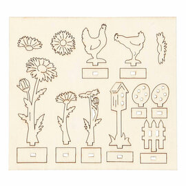 DIY Houten Figuren Kippen, Eieren en Bloemen