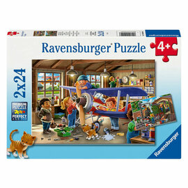 Ravensburger Legpuzzel Vliegtuig en Trein Reparatie, 2x24st.