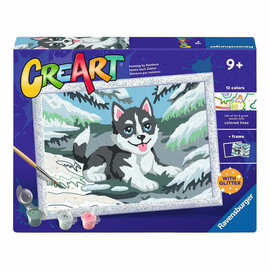 Ravensburger CreArt Schilderen op Nummer - Ondeugende Husky