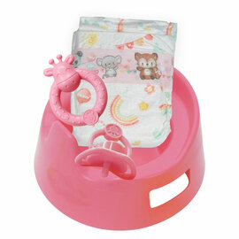 Poppenpotje met Accessoires Roze - 15cm