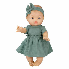 Meisjes Babypop met Groen Jurkje - 34cm