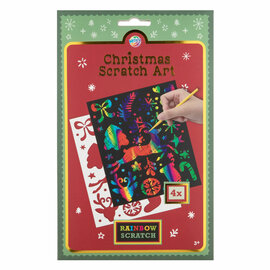 Scratchkunst Regenboog Kerstmis met Sjabloon - 4st.