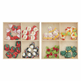 Resin Kerstmis Figuren in Houten Doos - 24dlg.