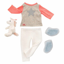 Outfit Pyjama voor Poppen 45cm - Eenhoorn