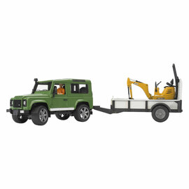 Bruder Land Rover Defender met Trailer en JCB Graafmachine - 1:16
