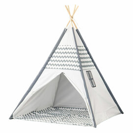 Tipi met Houten Stokken en Vloerkleed - 120x120x150cm