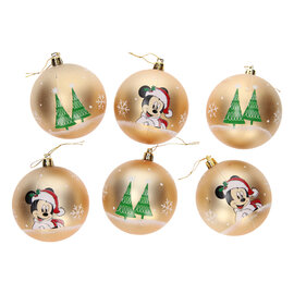 Kinder Kerstballen Mickey Goud, 6x8cm
