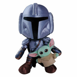 Star Wars Mandalorian met Mini Grogu Pluche Knuffel - 25cm